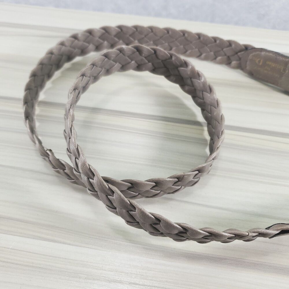 34/35/36 1" Vintage Christian Dior Italy Leather Braided Taupe Belt Women's - Picture 7 of 11